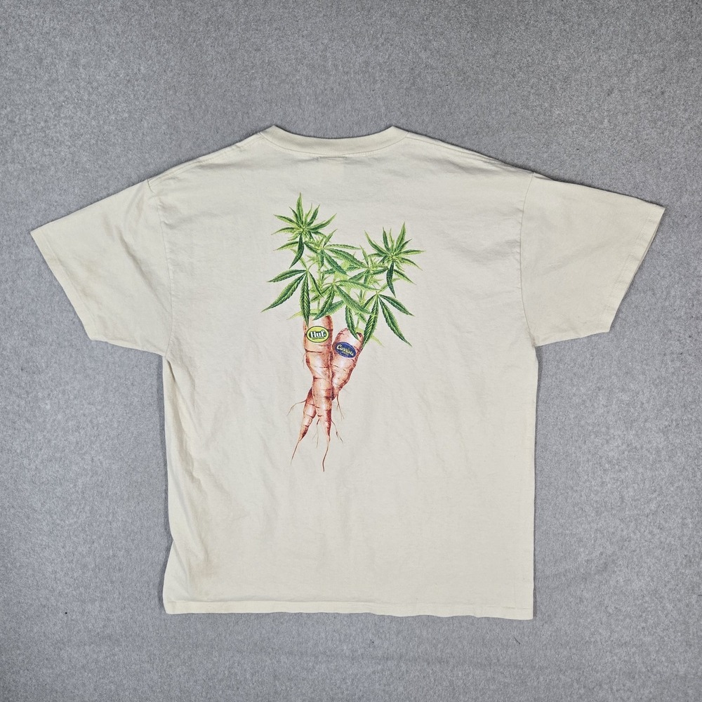 HUF Men Shirt XL Beige FRESH PRODUCE Graphic Cannabis Plant Print Logo Tee